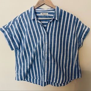 Madewell Blue & White Striped Button Down Top